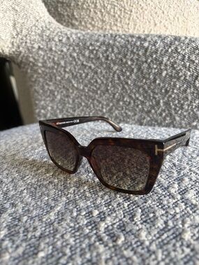 Tom Ford Women's Tortoiseshell Square Sunglasses with Gold Accents
